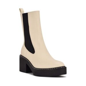 NINE WEST Womens White 1" Platform Goring Padded Doleas Round Toe Block Heel 10